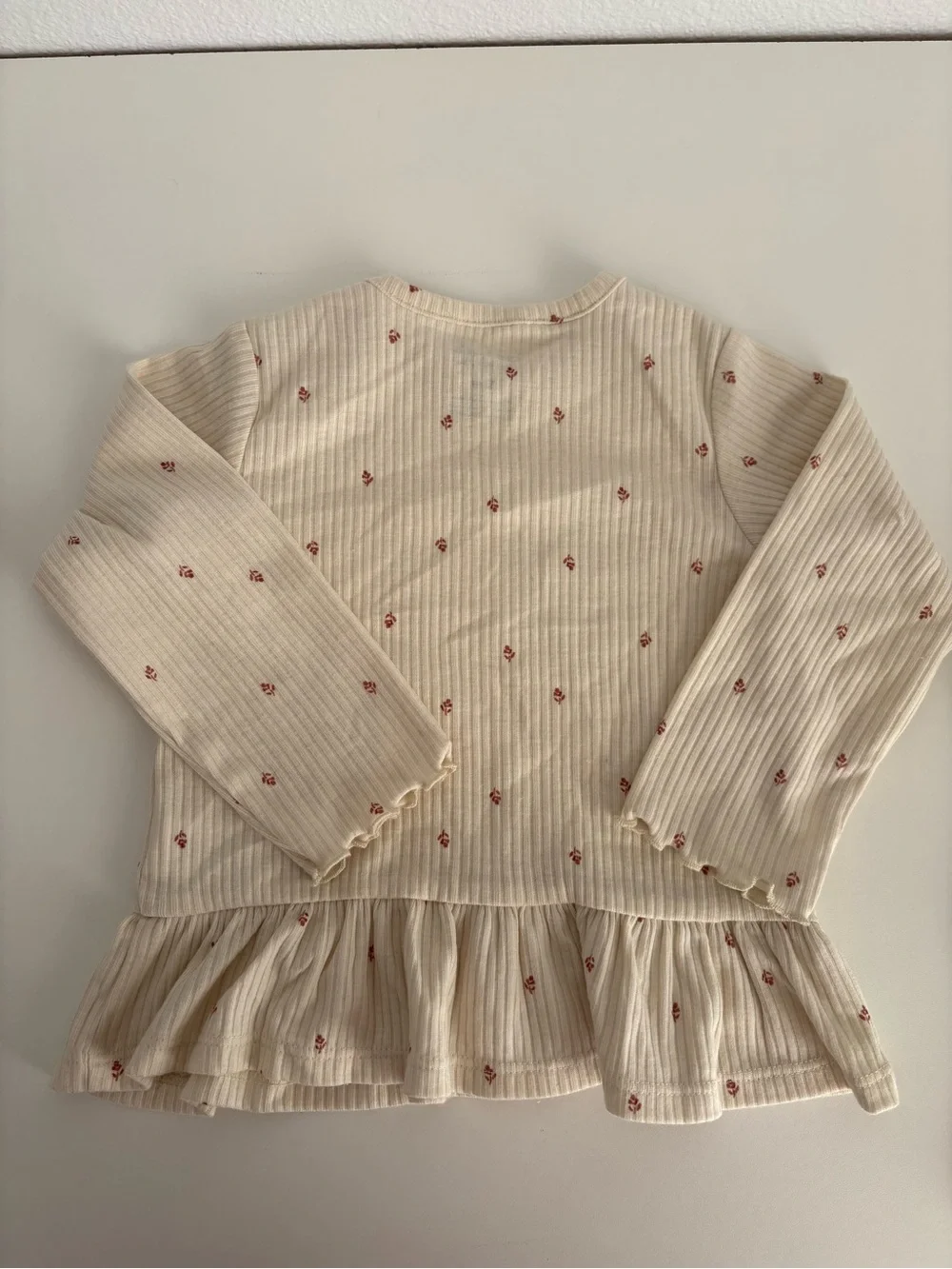 Carter's Cream Ribbed Pajama Set with Pink Dot Floral 12m